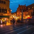 VENICE, ITALY - AUGUST 21, 2016: Famous architectural monuments, ancient streets and facades of old medieval buildings at night Royalty Free Stock Photo