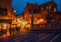 VENICE, ITALY - AUGUST 21, 2016: Famous architectural monuments, ancient streets and facades of old medieval buildings at night Royalty Free Stock Photo