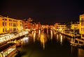 VENICE, ITALY - AUGUST 21, 2016: Famous architectural monuments, ancient streets and facades of old medieval buildings at night Royalty Free Stock Photo