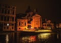 VENICE, ITALY - AUGUST 21, 2016: Famous architectural monuments, ancient streets and facades of old medieval buildings at night Royalty Free Stock Photo