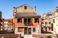 VENICE, ITALY - AUGUST 20, 2016: Famous architectural monuments and colorful facades of old medieval buildings close-up Royalty Free Stock Photo