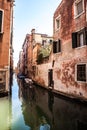 VENICE, ITALY - AUGUST 17, 2016: Famous architectural monuments and colorful facades of old medieval buildings close-up on August Royalty Free Stock Photo