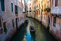 Venice, Italy. August 31, 2016.Gondola in Venice channel .