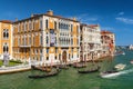 Venice, Palazzo Cavalli-Franchetti and Grand canal with gondolas and boats, historic buildings, popular tourist attraction Royalty Free Stock Photo