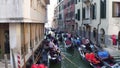 VENICE, ITALY - AUGUST 8, 2017. Gondolas traffic jam