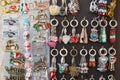 Magnet and keychain souvenirs background in Venice, Italy Royalty Free Stock Photo