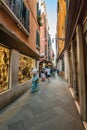 VENICE, ITALY - August 03, 2019: Narrow pedestrian streets of Venice bitween the channels. Some quiet places almost without people Royalty Free Stock Photo