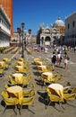 VENICE, ITALY - AUGUST 24: Piazza San Marco with Campanile, Basilika San Marco and Doge Palace on August 24, 2011 in Venice. Royalty Free Stock Photo