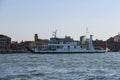 San Nicolo sea ferry with passengers and cars in Venice lagoon,