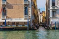 Venice, Italy - August 22, 2018: A small channel of Venice called