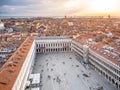 VENICE, ITALY - AUGUST 02, 2021: St Mark's Square from above, Italian: Piazza San Marco, the main square of Venice Royalty Free Stock Photo