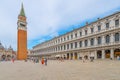 VENICE, ITALY - AUGUST 02, 2021: St Mark's Square, Italian: Piazza San Marco, the main square of Venice with St Mark Royalty Free Stock Photo