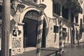 Venice.Italy:Tourists in gondolas sailing on the grand canal, toned- sepia Royalty Free Stock Photo