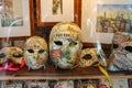Traditional Venetian masks in window of souvenir store in Venice Royalty Free Stock Photo