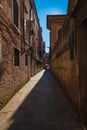 VENICE, ITALY - August 27, 2021: View of narrow and historic alley in the center of Venice Royalty Free Stock Photo