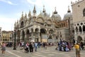 View of the San Marco Cathedral in Venice. People sightseeing