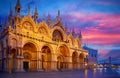 Venice, Italy. Basilica of Saint Mark on Piazza San Marco Sunset Royalty Free Stock Photo