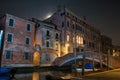 Venice Italy building and bridge at night Royalty Free Stock Photo