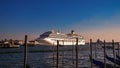 Venice Italy Canal gondola Venezia Italia landmark romantic tourism cruise ship sunset