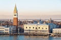 Aerial view of San Marco square in Venice with the Doges` Palace Royalty Free Stock Photo