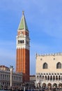 Venice, Italy - December 31, 2015: bell tower of Saint Mark and Royalty Free Stock Photo