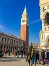 Venice- Italy- 31 December 2019: at St. Mark's Square with the Basilica. Venice Royalty Free Stock Photo