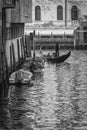 Typical picturesque romantic Venetian canal in black and white - Venice, Italy Royalty Free Stock Photo