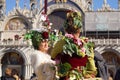 VENICE / ITALY - February 6 2016: Carnival performers participate this event in Piazza San Marco in Venice, Italy. The tradition b