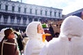 VENICE / ITALY - February 6 2016: Carnival performers participate this event in Piazza San Marco in Venice, Italy. The tradition b Royalty Free Stock Photo