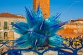 Venice, Italy, February 14, 2017. Venice City of Italy. Blue sculpture made of murano glass on Murano island