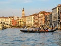 Gondolas with tourists on the Grand Canal in Venice Royalty Free Stock Photo