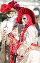 Venice, Italy - February 5, 2018: people in costume with ancient Royalty Free Stock Photo