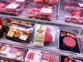 various semi-finished meat products with prices