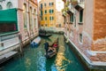 Venice, Italy, February 14, 2017. Venice City of Italy. View on Grand Canal, Venetian Landscape with boats and gondolas Royalty Free Stock Photo