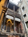 view of Palazzo Pesaro degli Orfei from patio