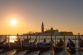 Venice Italy gondolas at sunrise light Royalty Free Stock Photo