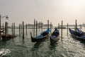 Venice Italy - Gondolas in lagoon and island of San Giorgio Maggiore Royalty Free Stock Photo