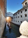 Venice, Italy. Gondolas in a romantic narrow canal. Bridge of sighs ponte de sospiri