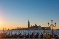 Venice Italy gondolas at sunrise Royalty Free Stock Photo