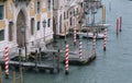 Venice, Italy and Grand canal with its pears and docks with boats Royalty Free Stock Photo