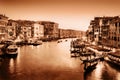 Venice, Italy. Grand Canal at sunset. Vintage Royalty Free Stock Photo