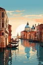 Venice Italy, graphic design illustration