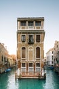 Venice, Italy - Historic building overlooking the lagoon canals Royalty Free Stock Photo