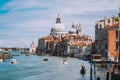 Venice, Italy. Impressive view of Grand Canal and Basilica Santa Maria della Salute Royalty Free Stock Photo