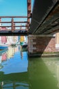 Venice Italy, 29/03/2019 interesting view of Venice Burano with details of the historic city and the canals with gondolas and chur