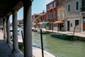 Venice Italy, 29/03/2019 interesting view of Venice Burano with details of the historic city and the canals with gondolas and chur