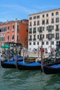 Venice Italy, 29/03/2019 interesting view of Venice Burano with details of the historic city and the canals with gondolas and chur