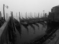 Venice, Italy, January 27, 2020 gondolas moored in a canal Royalty Free Stock Photo