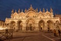 St. Mark Cathedral Basilica at night In St. Mark Square Of Venice, Italy Royalty Free Stock Photo