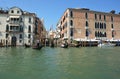 VENICE, ITALY - JULY 12, 2019 - Beautiful old houses street on the Grand Canal with  gondolas Royalty Free Stock Photo